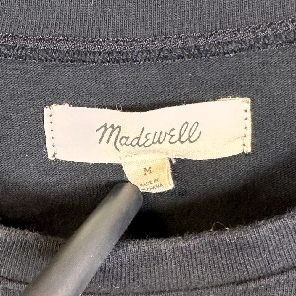 Madewell Womens Black Short Sleeve Crew Neck Seam Detail Crop Top T-Shirt M - Picture 4 of 7